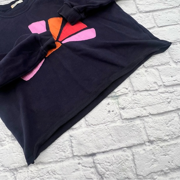 Marine Layer Archive Navy Sweatshirt Size Medium Cropped Long Sleeve Pullover - Picture 4 of 8